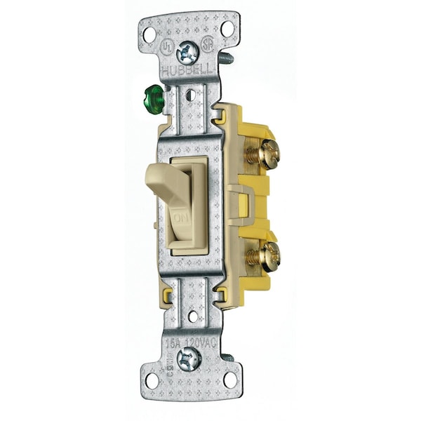 Hubbell Wiring Device-Kellems TradeSelect, Switches and Lighting Controls, Residential Grade, Toggle Switches, Illuminated Single Pole, 15A 120V AC, Ivory RS115ILI - main